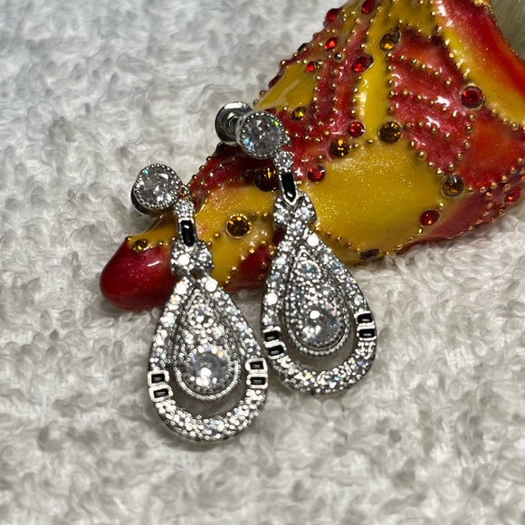 💙Art deco style sapphire and Diamond style fashion earrings - Picture 4 of 9